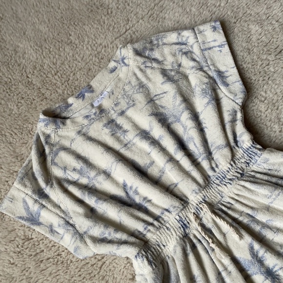 Zara | White & Blue Palm Tree Print Terry Cloth Dress | 7 - Picture 5 of 9